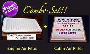 SCION TC Combo Set Engine Air Filter & CABIN AIR FILTER OEM PREMIUM QUALITY!! (For: 2007 Scion tC)