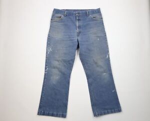 Vintage 70s Streetwear Mens 38x29 Thrashed Wide Leg Bell Bottoms Denim Jeans USA