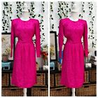Vintage 80s Does 40s Pink Midi Secretary Dress Floral Print Silk Neiman Marcus S