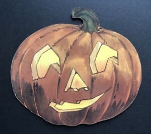 Vintage Double Sided Cardboard Halloween Jack o' Lantern, Carved Pumpkin
