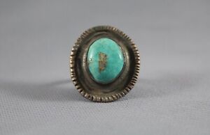 Old Pawn Navajo Sterling Silver and Turquoise Ring  Size 8