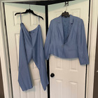 NWOT Linda Allard Ellen Tracy Blue Silk Pantsuit - Size 14/16