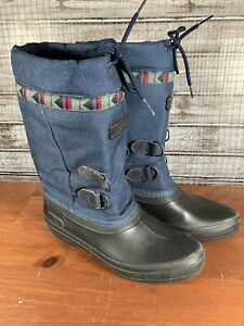 LL Bean Tall Winter Boots Aztec Southwestern Baffin Snow Insulated Lined 8 Blue