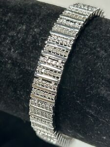 Modern HN 925 Sterling Silver 2.0ctw Natural Diamond Tennis Bracelet 7.5” 20.4g