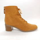 LOFT Womens Ankle Boots Booties Brown Stacked Heels Almond Toe Zip Lace Up 8.5 M