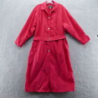 Orvis Womens Vintage Trench Coat Large Red Lightweight Nylon Belted Vented