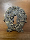 New ListingAntique French Ornate Keyhole Cover, Bronze, features flower petals, 2.5 