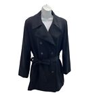 Towne By London Fog Women Size Medium Black Trench Coat Water Resistant Lined
