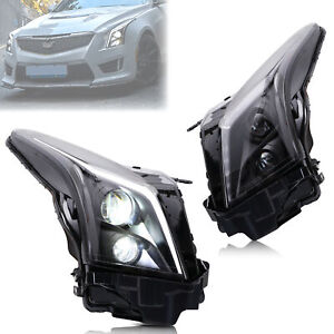 LED Headlights For Cadillac ATS 2013-2019 Blue Animation Sequential Front Lamps  (For: 2018 Cadillac)