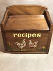 Solid Wooden Vintage Recipe Box Rooster And Hen