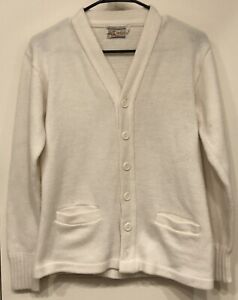 Vintage Men's MK Today Button-Front Knit Cardigan Sweater - Ivory - Size 40