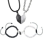 Magnetic Couple Lovers Heart Bracelet Necklace Matching Distance Faceted Jewelry