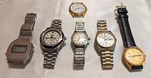 Lot of 6 Vintage Men's Wrist Watches Parts Or Repair Seiko Microma Lorus Citizen