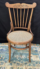Antique Vintage Wood Wooden Side Dining Desk Chair Caned Seat Farmhouse