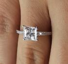 2.5 Ct Pave Cathedral Princess Cut Diamond Engagement Ring VVS2 F White Gold 14k
