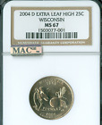 2004 D WISCONSIN STATE QUARTER EXTRA LEAF HIGH NGC MS67 PQ MAC SPOTLESS *