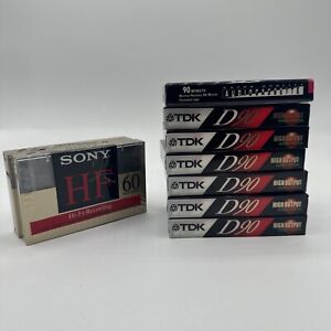 Lot Of 9 Sealed Blank Cassettes TDK Sony 90 Minutes D90 HF60