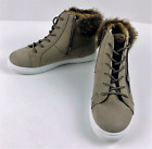 POP Women’s Hiking Boots Fur Trim Light Tan/Faux Suede Lace up Comfort SZ 8.5