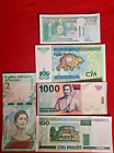 MIXED LOT 5 DIFFERENT WORLD PAPER MONEY BANKNOTES CURRENCY FOREIGN  UNC