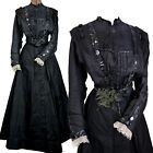 Antique 1800s Victorian Black Sequined 2 Pc Dress Gown Blouse Maxi Skirt Gothic