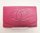 Authentic CHANEL CC Caviar Skin Leather Bifold  Wallet  #27587
