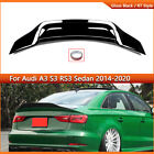 For 2014-20 Audi A3 S3 Rs3 8v Sedan Rt Style Gloss Black Rear Trunk Spoiler Wing