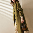 Women Wool Trench Coat Winter vercoat  Green Blends Coats Jackets