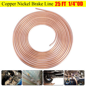 1/4'' OD  25 Foot Steel Copper Brake Line Tubing Kit Coil Roll INLINE US