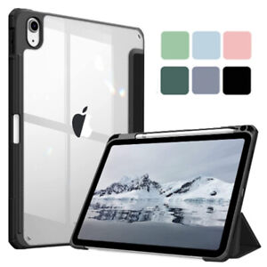 For iPad 9th 8th 7th 6th 5th Generation Air 1 2 Case Cover Clear W/Pencil Holder