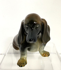 Vintage Dachshund Dog Figurine Keramos Vienna Austria  Sitting Original Sticker