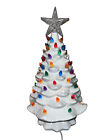 New Listing12” White Ceramic Christmas Tree Multi-Colored Bulbs One Piece On/Off Switch
