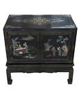 New ListingVintage Black Lacquer Chinoiserie Cabinet on Stand, 30″H, PA6483MS
