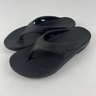 OOFOS Recovery Oolala Luxe Women’s Shiny Black Flip Flop Thong Sandals Size 9