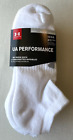 UA UNDER ARMOUR Men's No Show Socks Large White 4 pairs Pack Performance Cotton