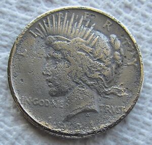 1921 Peace Silver Dollar Early Rare Key Date P Mint High Relief Corroded Filler