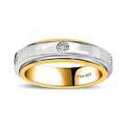 Sterling Silver 14K Yellow Gold Platinum Plated Diamond Band Ring Size 6 Ct 0.02