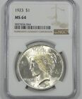 1923 Peace Dollar CERTIFIED NGC MS 64 Silver Dollar