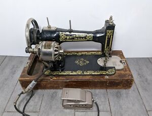 (Sold as is): Vintage Antique White Rotary USA Sewing Machine