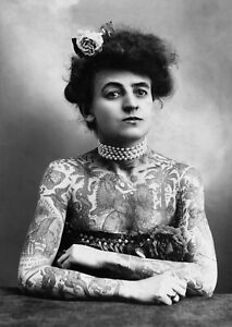 1906 Portrait of Maud Stevens Wagner First Female Tattoo Artist Art Poster Print