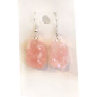 Rose Quartz Natural Crystal Wire Dangle Earrings Pink Gemstone Earring Reiki Hea