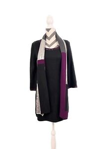 NWT - Style & Co Black Sequin Trim Knit Sweater Dress & Scarf Set - Size S