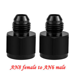 2x -8 AN Female -6 AN Male AN Flare Fitting Reducer Adapter 8AN to 6AN Black US
