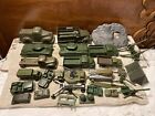 Large Lot Of Vintage Plastic Toy Army Trucks, Tanks, Jeeps W/Extras
