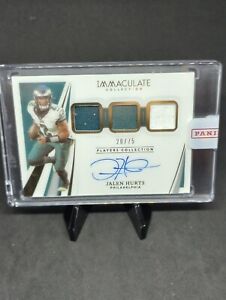 JALEN HURTS 2021 Immaculate Players Collection #20/75 Triple Patch/On-Card Auto