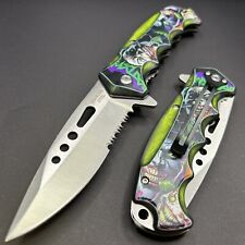 8.5” Joker Tactical Spring Assisted Open Pocket Knife Survival Knife Green Knife
