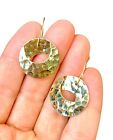 14k Solid Yellow Gold Round Hammered Dangle Earrings 1 Inch Long 2.87 Grams
