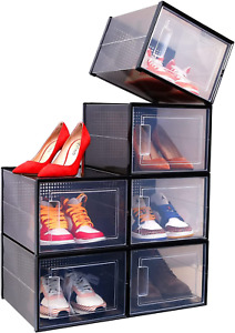 Ohuhu Shoe Storage Box Clear Organizer XL Large Size Stackable Plastic Shoes Con