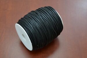 100 METER BLACK WAXED COTTON BEADING CORD STRING ROLL 2MM #F-52G