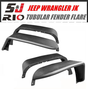 For 2007-2018 Jeep Wrangler JK Black Textured Metal Tubular Fender Flares 4 PCS (For: Jeep)