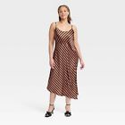 Women's Midi Slip Dress - A New Day Brown Striped 2X